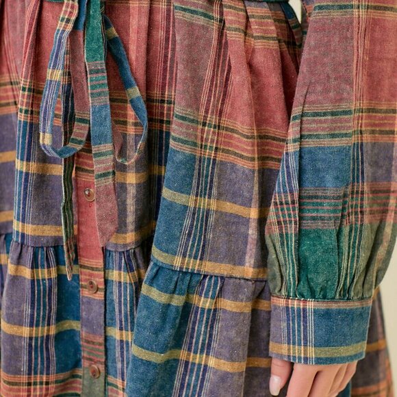 MYSTREE WASHED PLAID TIERED DRESS - Picture 8 of 8